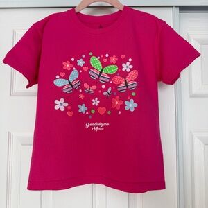 Guadalajara 100% Cotton Girls' Hot Pink Butterfly Graphic Tee Size L/G